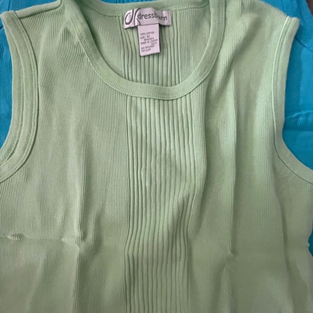 Dressbarn Blue and Green Ribbed Sleeveless Sweater tanks - Picture 2 of 3
